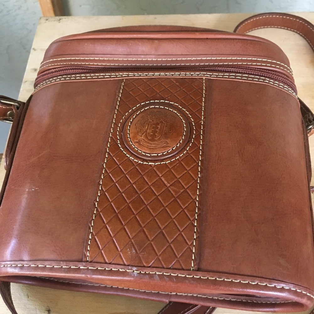 Saddle-style Leather Trim Crossbody Bag